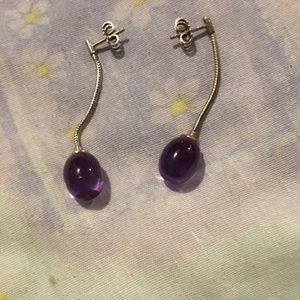 Sterling indigo glass crystal tear drop earrings